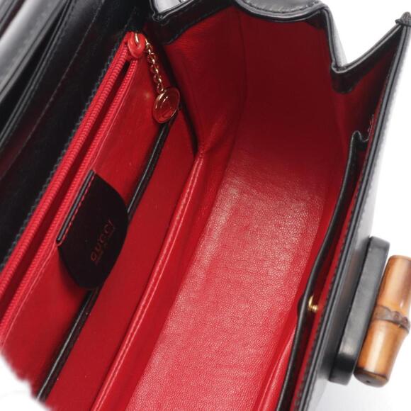 GUCCI Black Leather Bamboo Bag - Picture 4 of 11